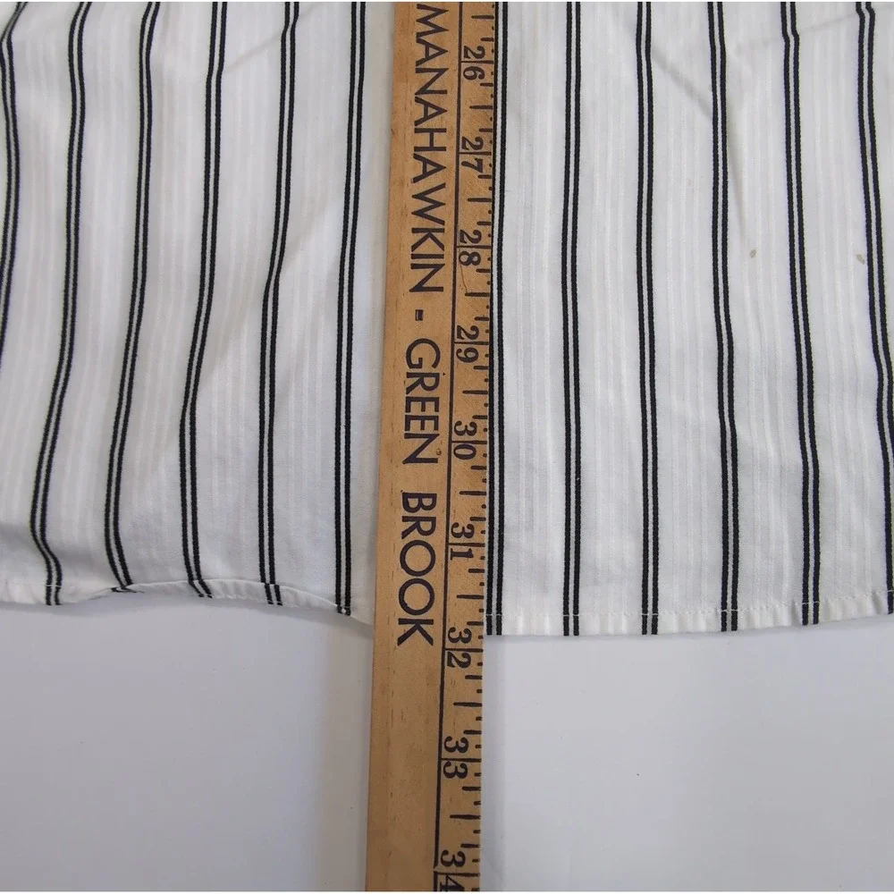 Robert Graham Flip Cuff Long Sleeve Shirt Mens 2XL 18 46 White Black Stripe